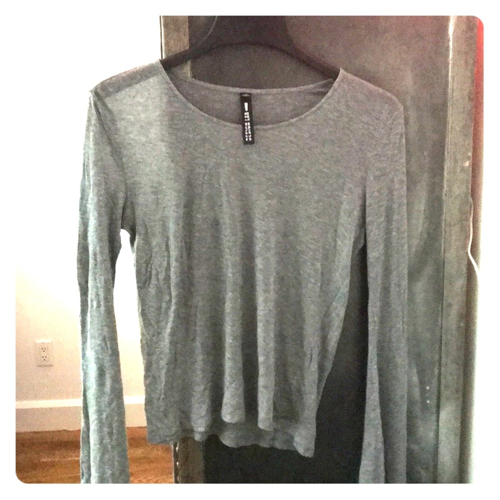 Design Lab Grey Top with Bell Sleeves